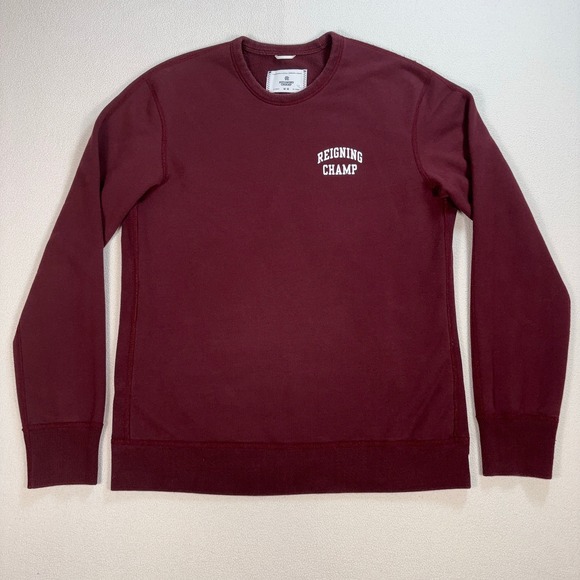 Reigning Champ Other - Reigning Champ Midweight Sweatshirt Men's M Burgundy Spellout Logo Terry Cotton